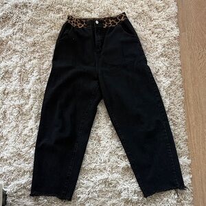 Black Jeans with Leopard waistband size 7